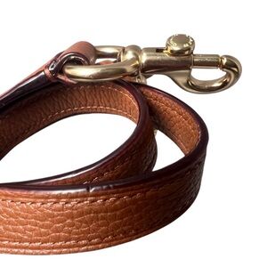 COACH Pebbled Leather Strap Replacement Adjustable Brown Gold Tone Hardware